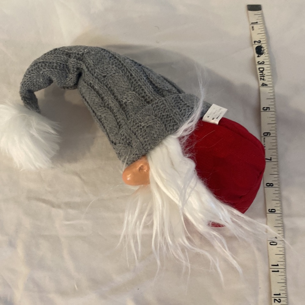 πNordic Gnome Doll Bean Bag Pom Button Nose Gray Knit Hat Valentineβs Party 12" - Picture 9 of 12